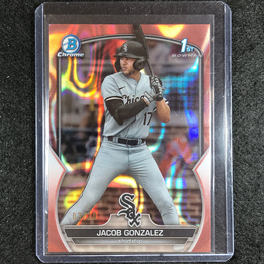 2023 Bowman Draft Mlb Jacob Gonzalez 1st Bowman Base Chrome Rose Gold Lava 3/10