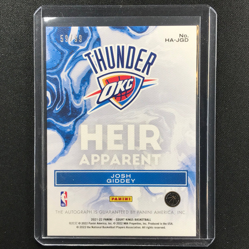 2021-22 Court Kings Josh Giddey Heir Apparent Rookie Auto Ruby 59/99