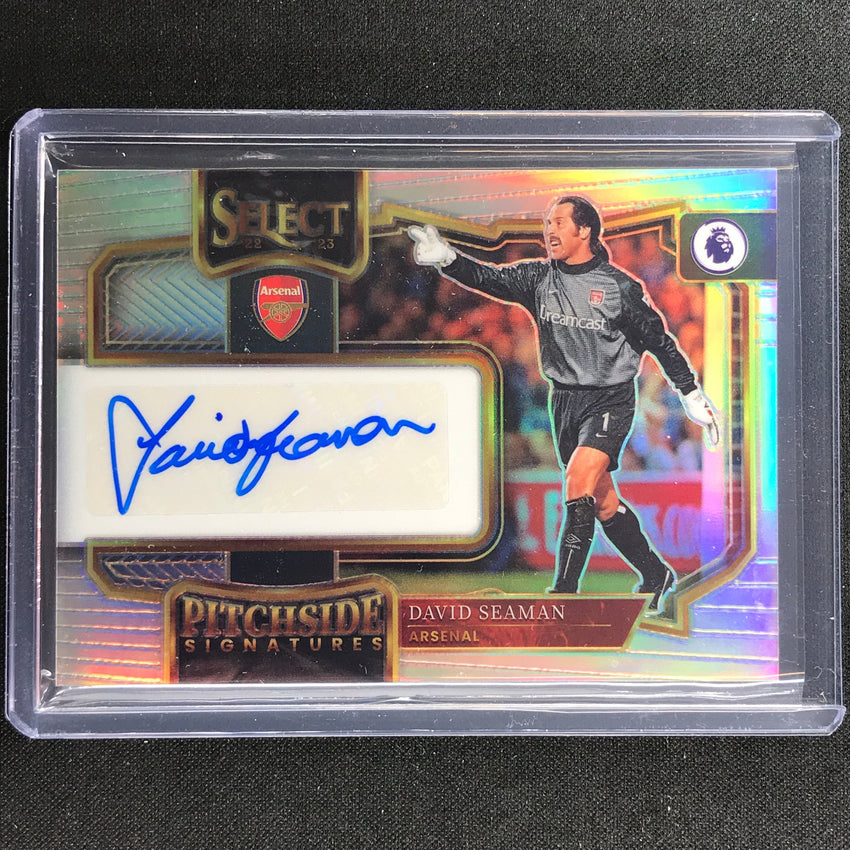 2022-23 Select Epl David Seaman Pitchside Signatures Auto Silver Prizm No Ds