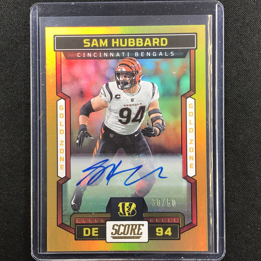 2023 Score Sam Hubbard Base Signatures Auto Gold Zone 30/50