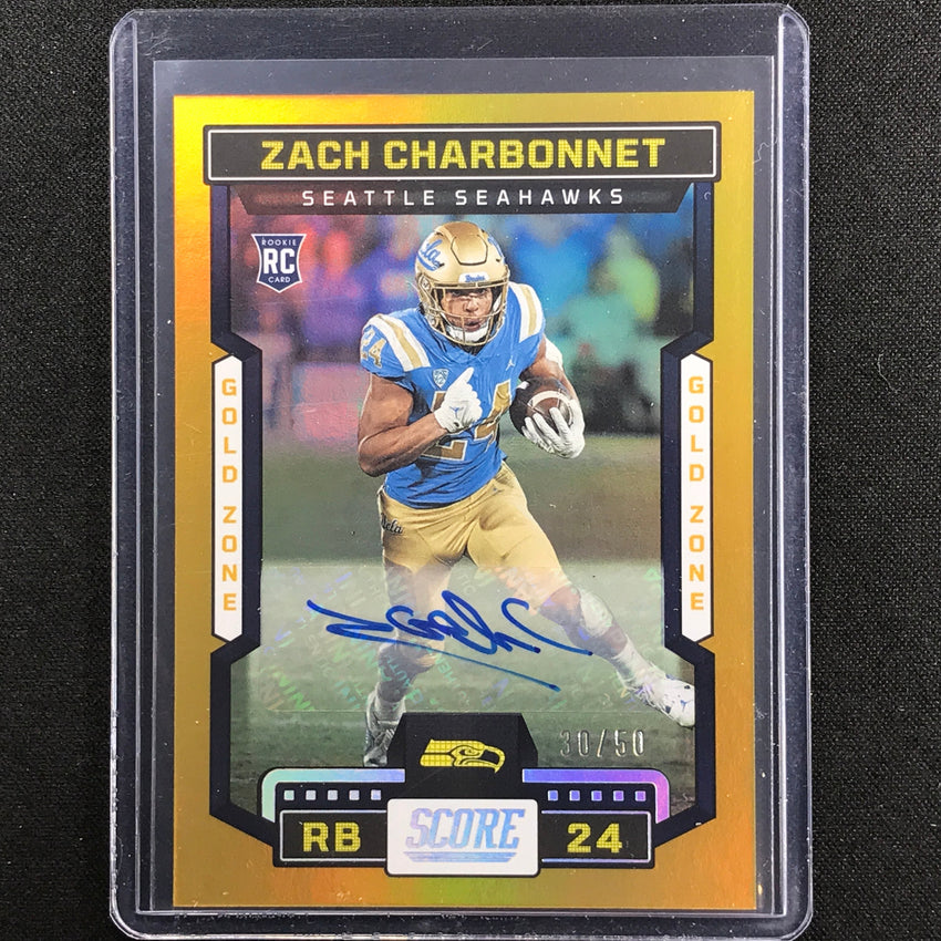 2023 Score Zach Charbonnet Rookie Signatures Auto Gold Zone 30/50