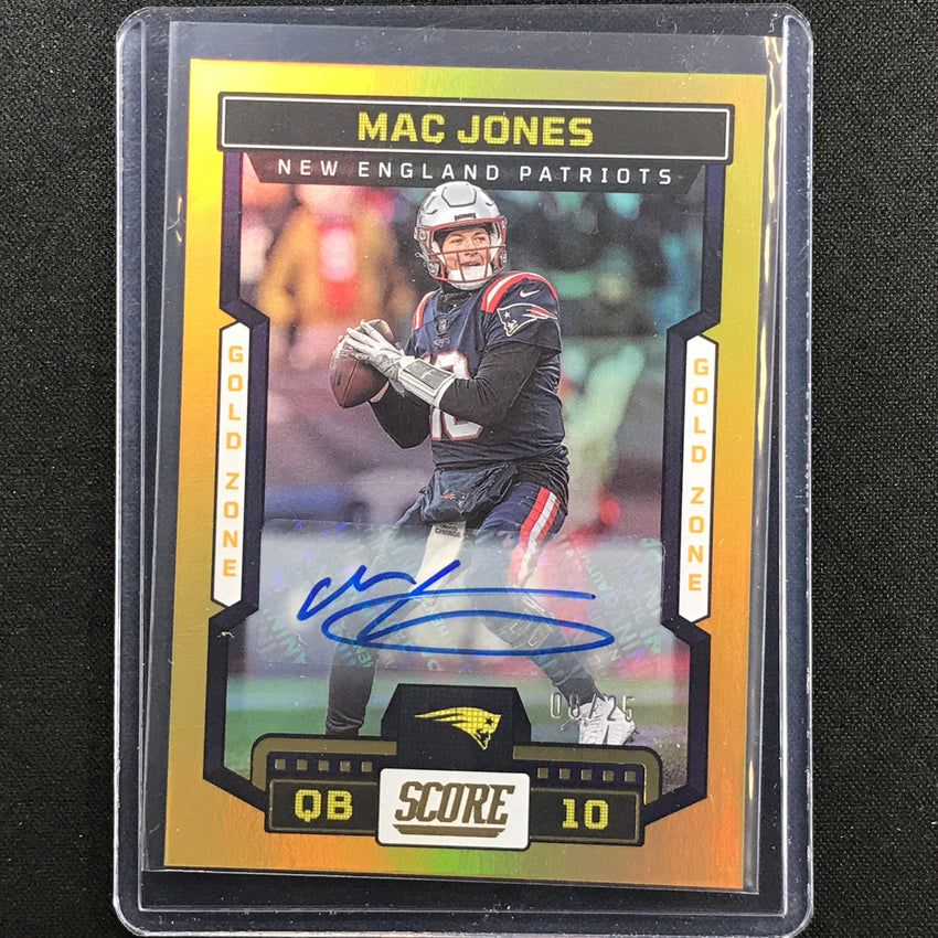 2023 Score Mac Jones Base Signatures Auto Gold Zone 8/25