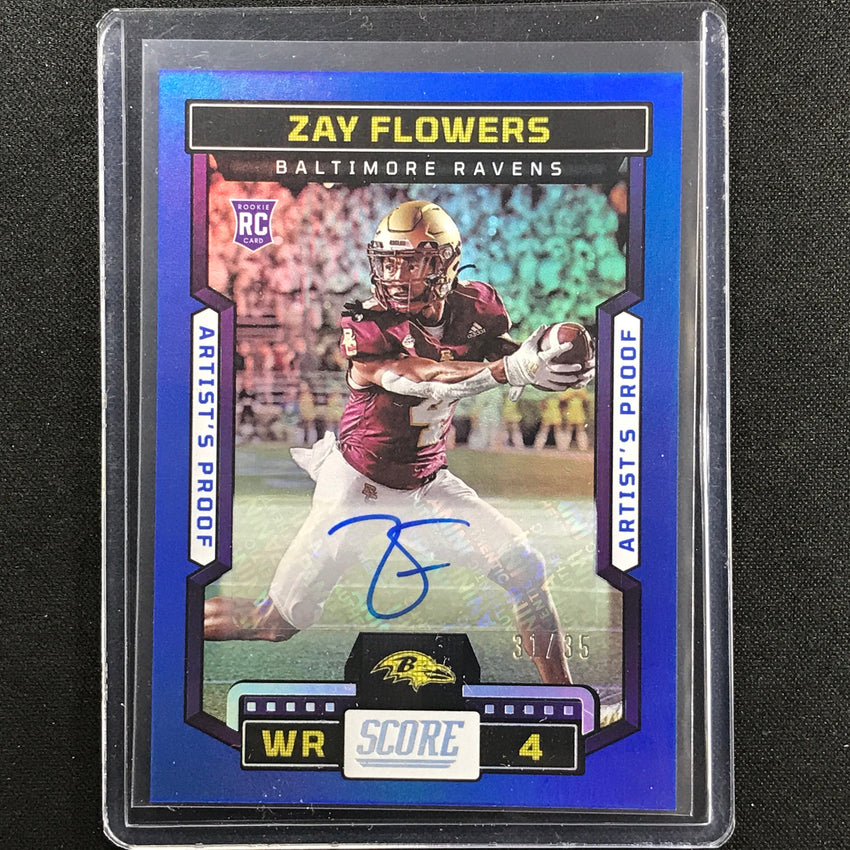 2023 Score Zay Flowers Rookie Signatures Auto Artists Proof Dark Blue 31/35