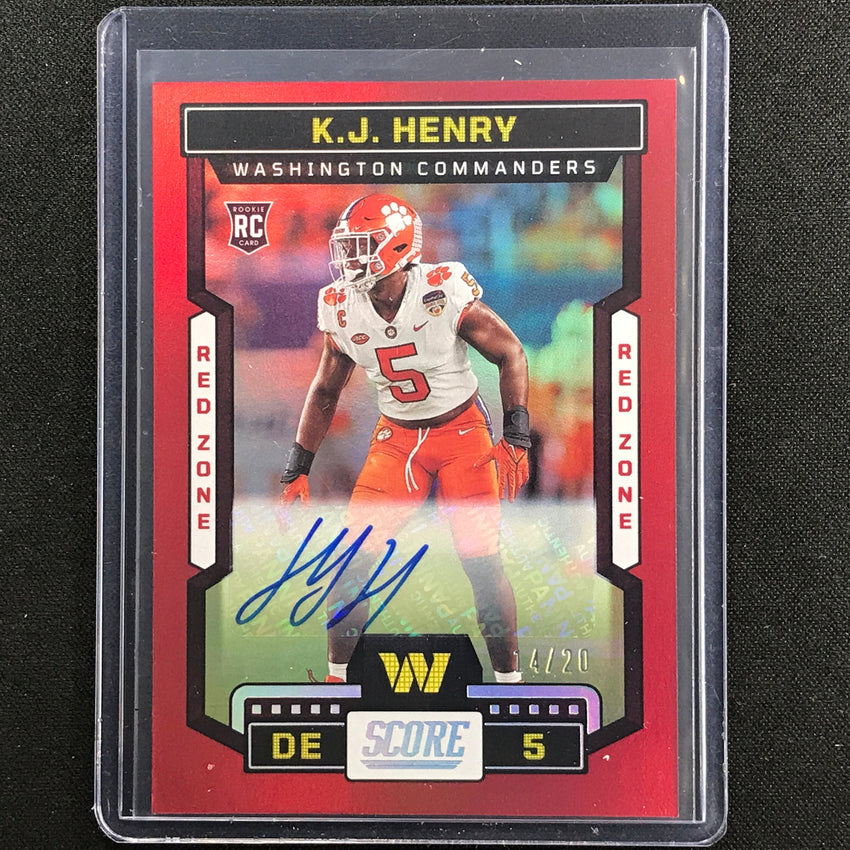 2023 Score K.j. Henry Rookie Signatures Auto Red Zone 14/20