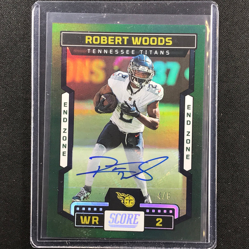 2023 Score Robert Woods Base Signatures Auto End Zone Green 4/6
