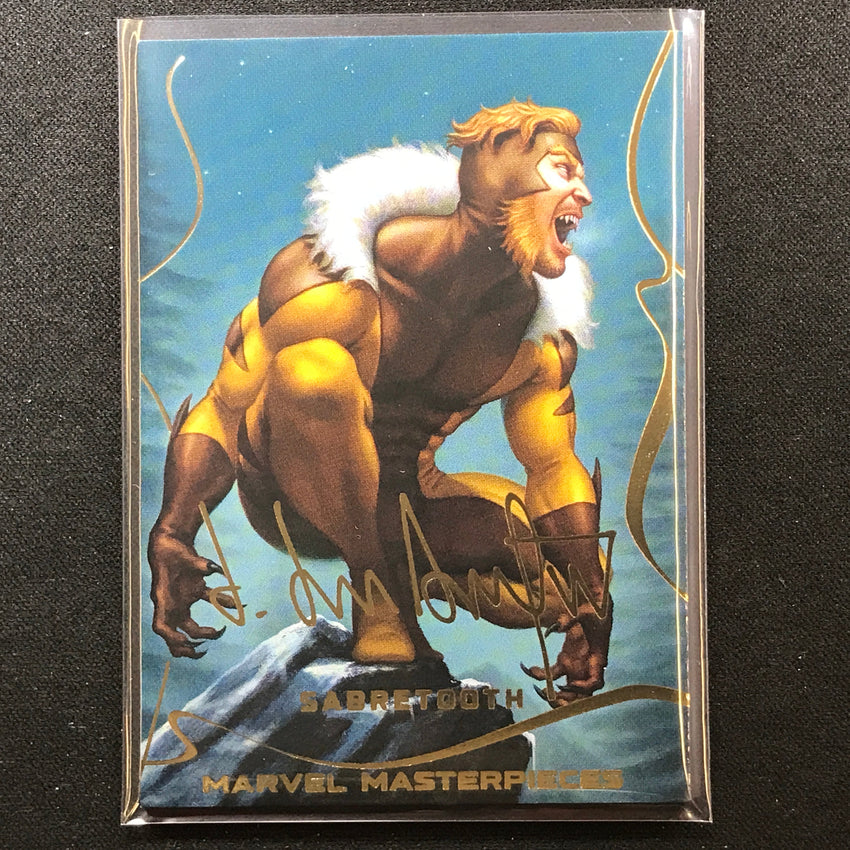 2022 Marvel Masterpieces Sabretooth Base Gold Signature Series Foil No 58