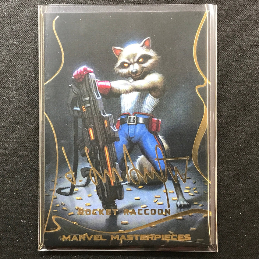 2022 Marvel Masterpieces Rocket Raccoon Base Gold Signature Series Foil No 61