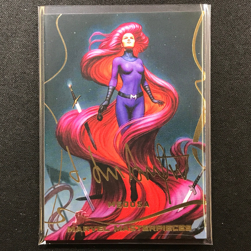 2022 Marvel Masterpieces Medusa Base Gold Signature Series Foil No 77