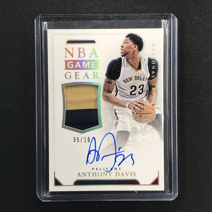 2015-16 National Treasures ANTHONY DAVIS NBA Game Gear Patch Auto 5/10-Cherry Collectables