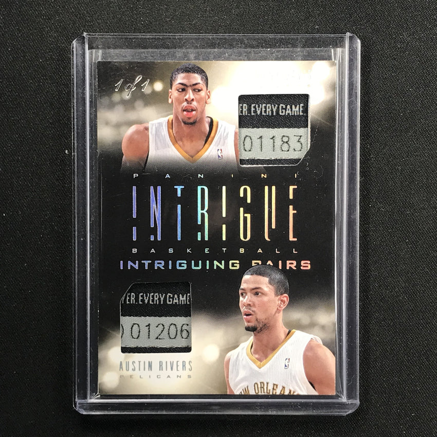 2013-14 Intrigue ANTHONY DAVIS AUSTIN RIVERS Pairs Tag Patch 1/1-Cherry Collectables