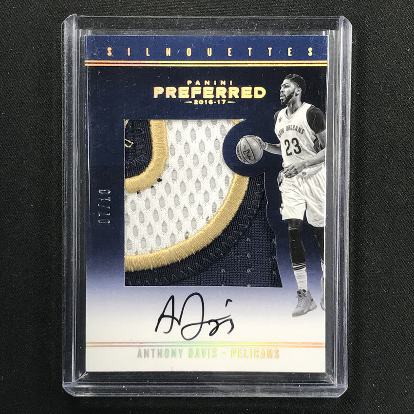 2016-17 Preferred ANTHONY DAVIS SIlhouettes Patch Auto 7/10-Cherry Collectables