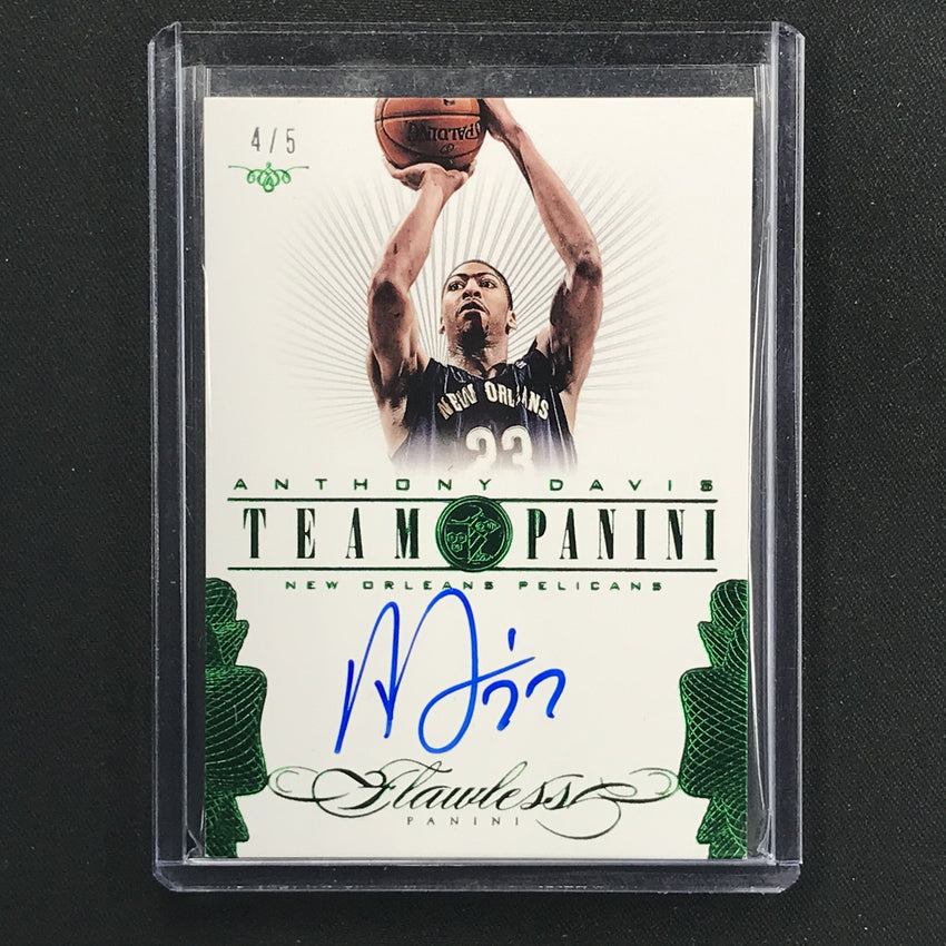 2013-14 Flawless ANTHONY DAVIS Team Panini Emerald Auto 4/5-Cherry Collectables