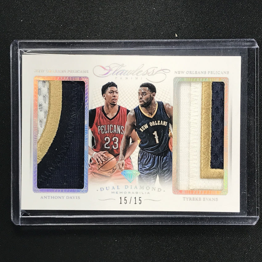 2014-15 Flawless ANTHONY DAVIS TYREKE EVANS Dual Patch 15/15-Cherry Collectables