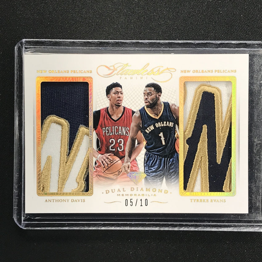 2014-15 Flawless ANTHONY DAVIS TYREKE EVANS Dual Patch Gold 5/10-Cherry Collectables