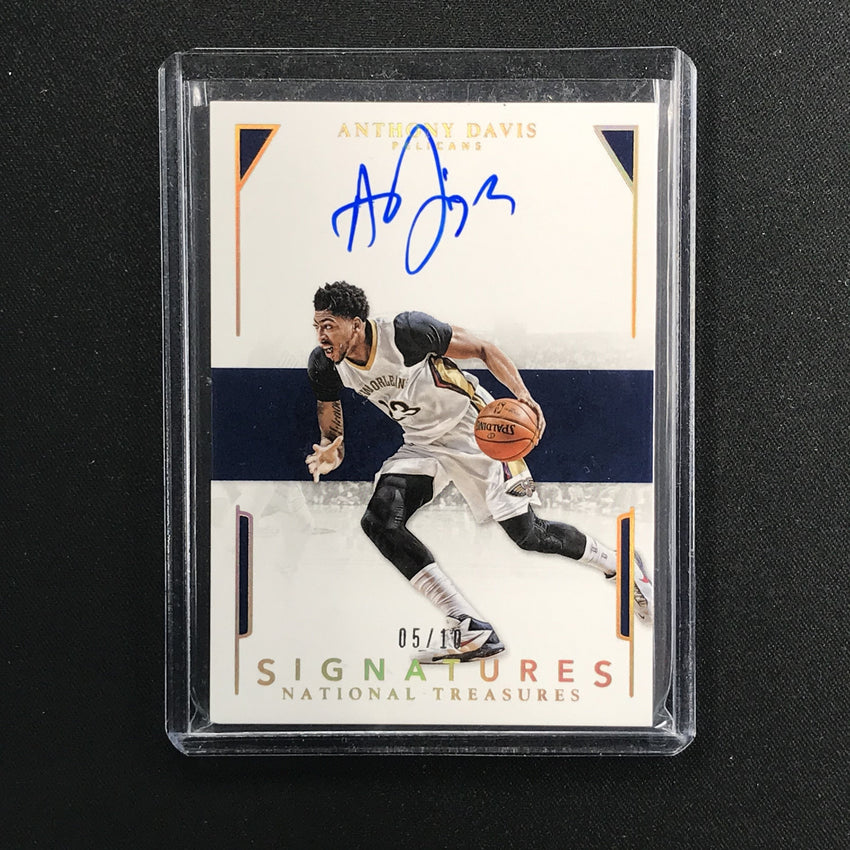 2015-16 National Treasures ANTHONY DAVIS Signatures Gold Auto 5/10-Cherry Collectables