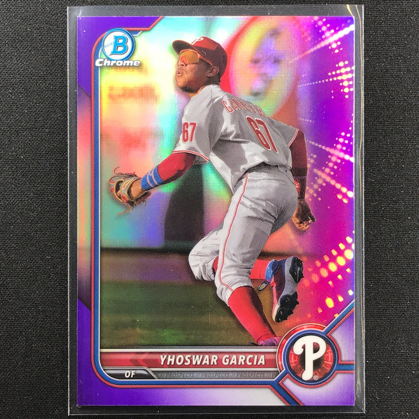 2022 Bowman Chrome Yhoswar Garcia Bowman Prospect Purple Refractor /250