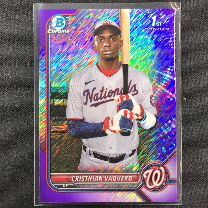 2022 Bowman Chrome Cristhian Vaquero 1st Bowman Prospect Purple Shimmer /250