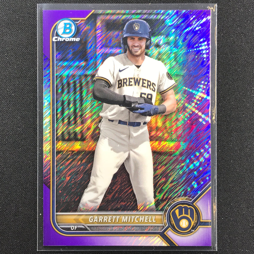 2022 Bowman Chrome Garrett Mitchell Bowman Prospect Purple Shimmer /250
