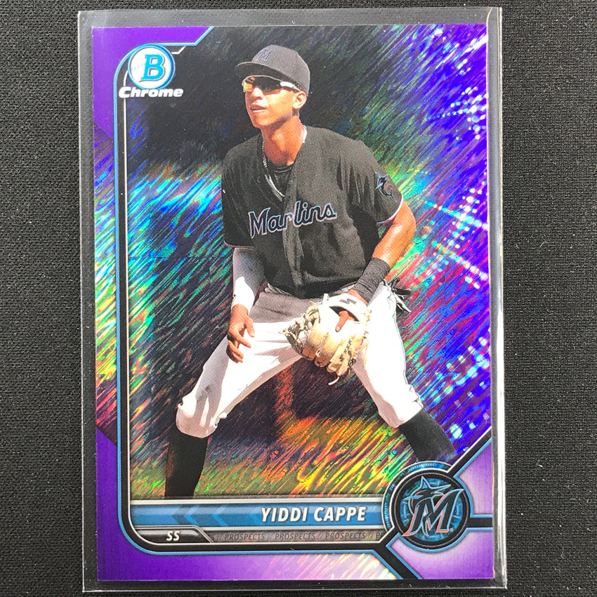 2022 Bowman Chrome Yiddi Cappe Bowman Prospect Purple Shimmer /250