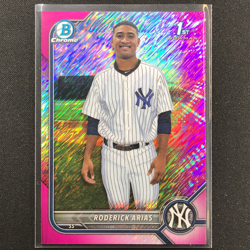 2022 Bowman Chrome Roderick Arias 1st Bowman Prospect Fuchsia Shimmer /199