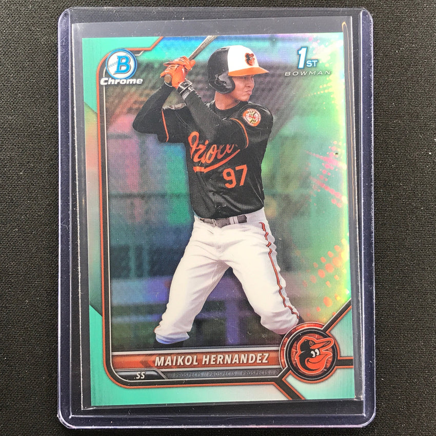 2022 Bowman Chrome Maikol Hernandez 1st Bowman Prospect Aqua Refractor 106/125