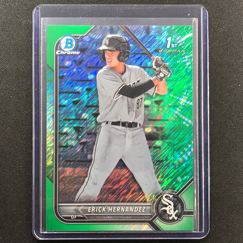 2022 Bowman Chrome Erick Hernandez 1st Bowman Prospect Green Shimmer 81/99
