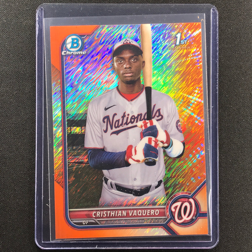 2022 Bowman Chrome Cristhian Vaquero 1st Bowman Prospect Orange Shimmer 10/25