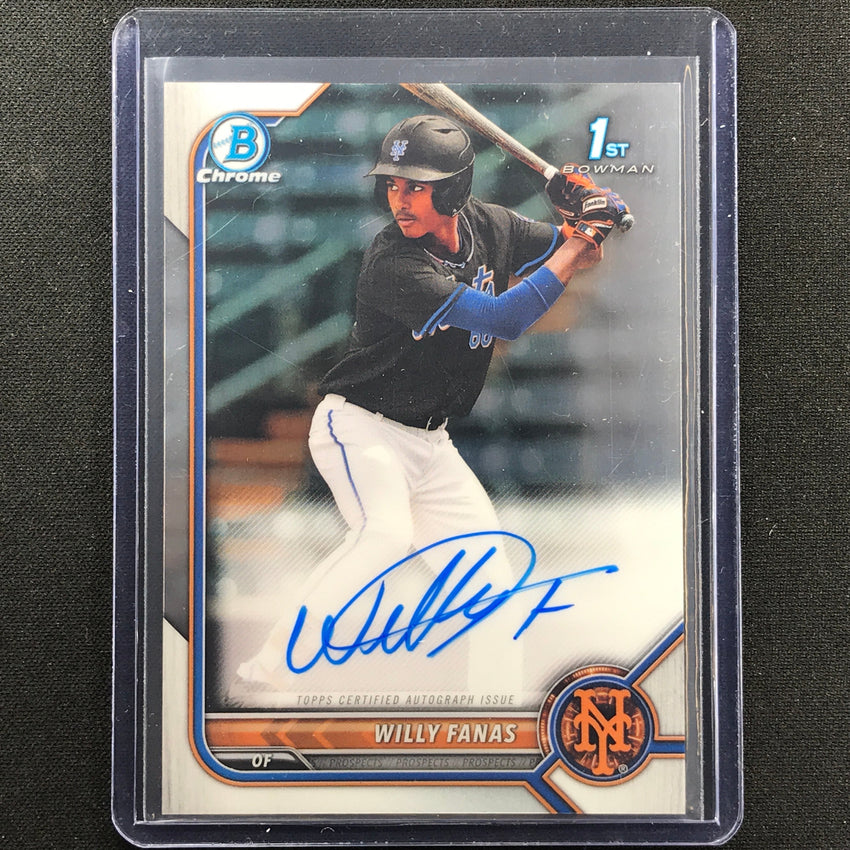 2022 Bowman Chrome Willy Fanas 1st Bowman Prospect Auto Base No Wf