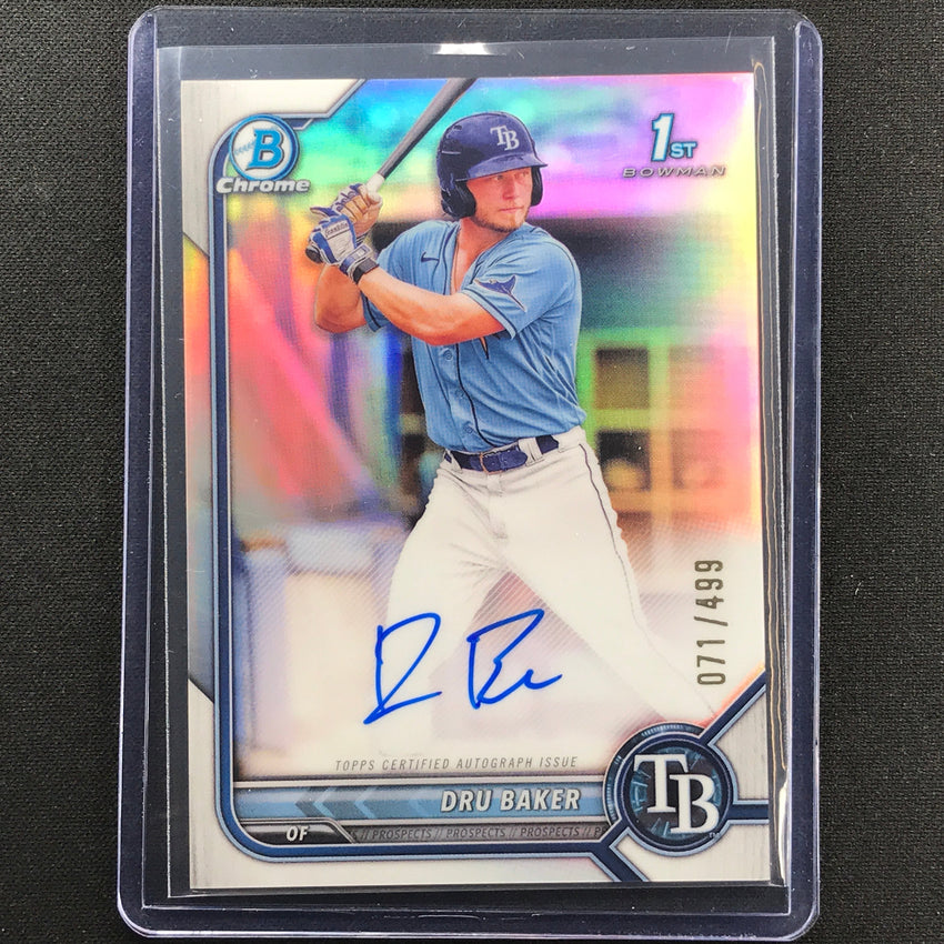 2022 Bowman Chrome Dru Baker 1st Bowman Prospect Auto Refractor 71/499