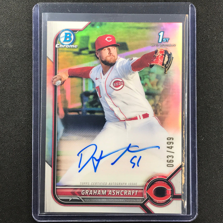 2022 Bowman Chrome Graham Ashcraft 1st Bowman Prospect Auto Refractor 63/499