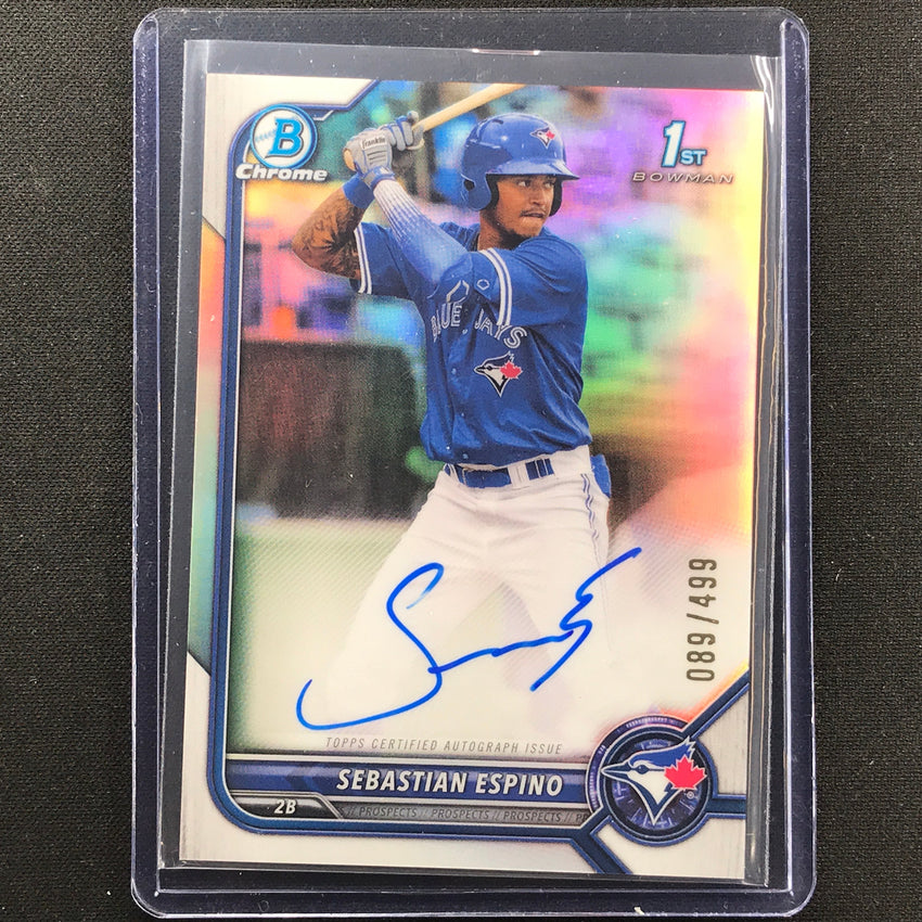 2022 Bowman Chrome Sebastian Espino 1st Bowman Prospect Auto Refractor 89/499