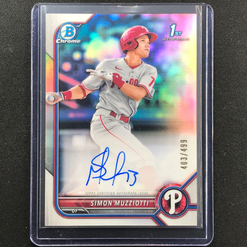 2022 Bowman Chrome Simon Muzziotti 1st Bowman Prospect Auto Refractor 403/499