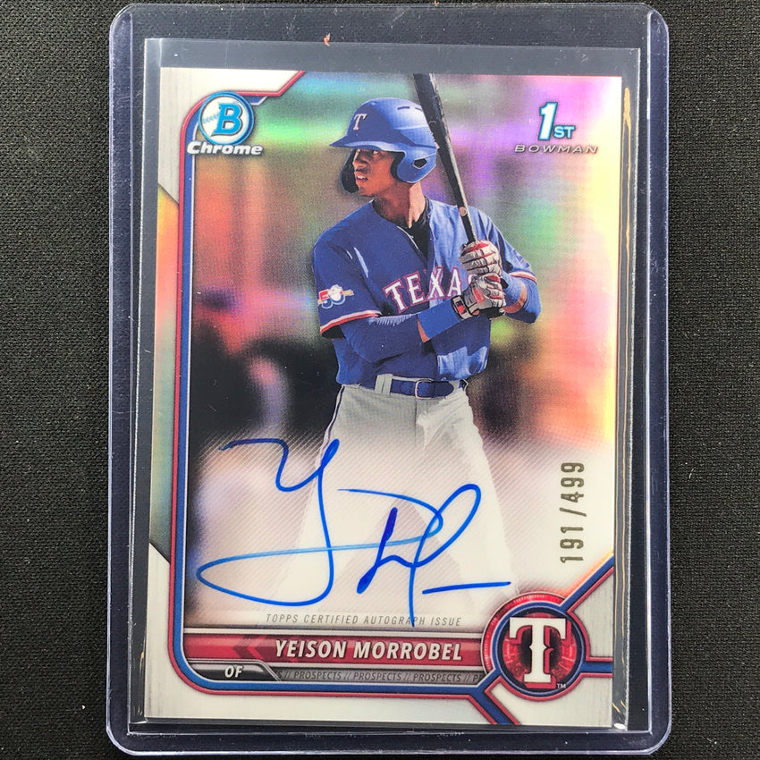 2022 Bowman Chrome Yeison Morrobel 1st Bowman Prospect Auto Refractor 191/499