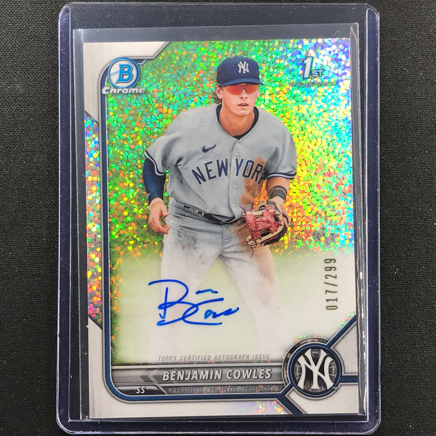 2022 Bowman Chrome Benjamin Cowles 1st Bowman Prospect Auto Speckle 17/299