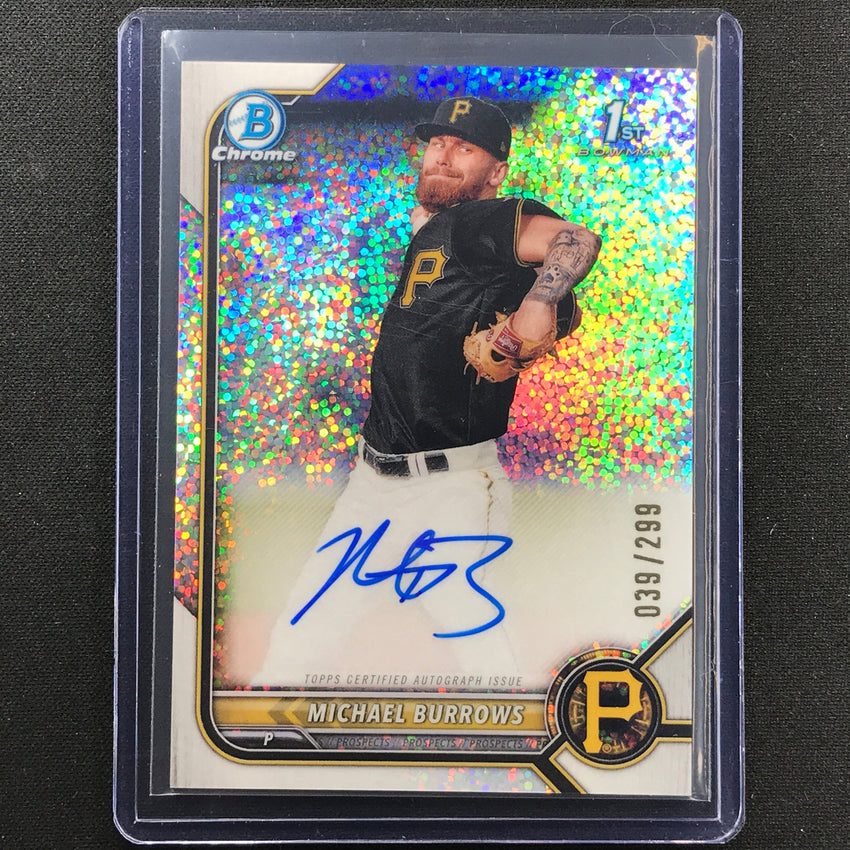 2022 Bowman Chrome Michael Burrows 1st Bowman Prospect Auto Speckle 39/299