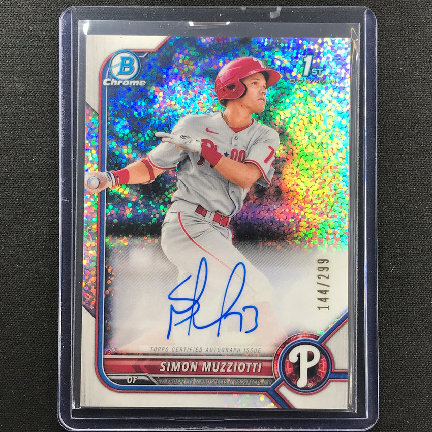 2022 Bowman Chrome Simon Muzziotti 1st Bowman Prospect Auto Speckle 144/299