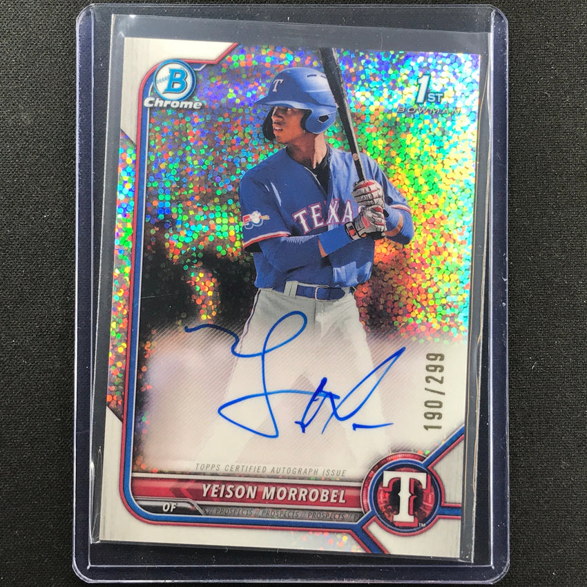 2022 Bowman Chrome Yeison Morrobel 1st Bowman Prospect Auto Speckle 190/299
