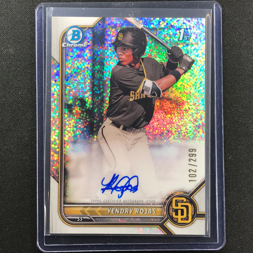 2022 Bowman Chrome Yendry Rojas 1st Bowman Prospect Auto Speckle 102/299