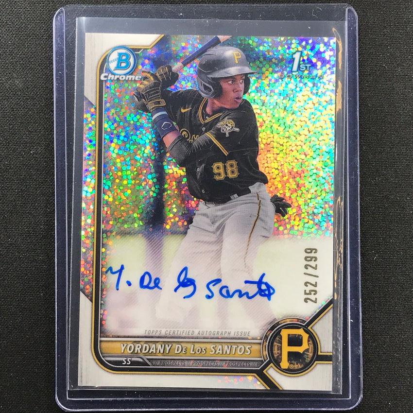 2022 Bowman Chrome Yordany De Los Santos 1st Prospect Auto Speckle 252/299