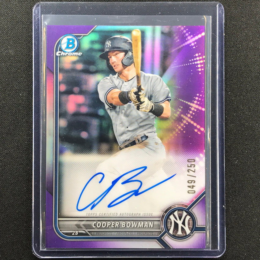 2022 Bowman Chrome Cooper Bowman Bowman Prospect Auto Purple 49/250