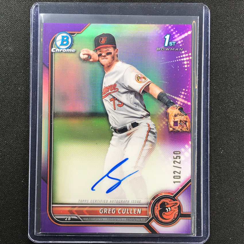2022 Bowman Chrome Greg Cullen 1st Bowman Prospect Auto Purple 102/250