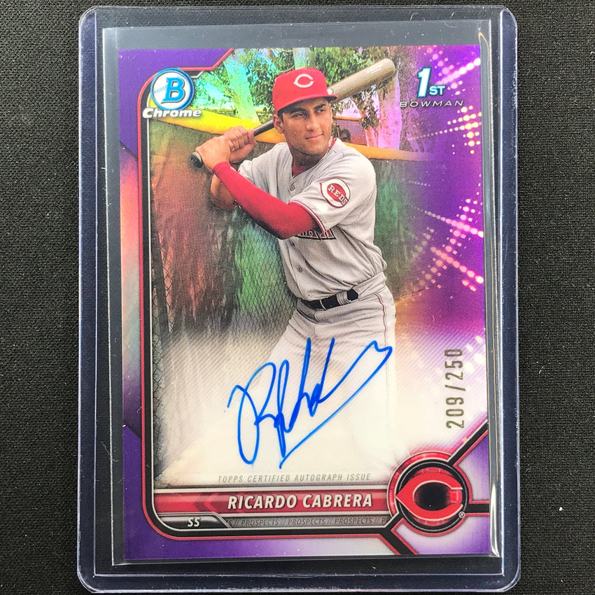 2022 Bowman Chrome Ricardo Cabrera 1st Bowman Prospect Auto Purple 209/250