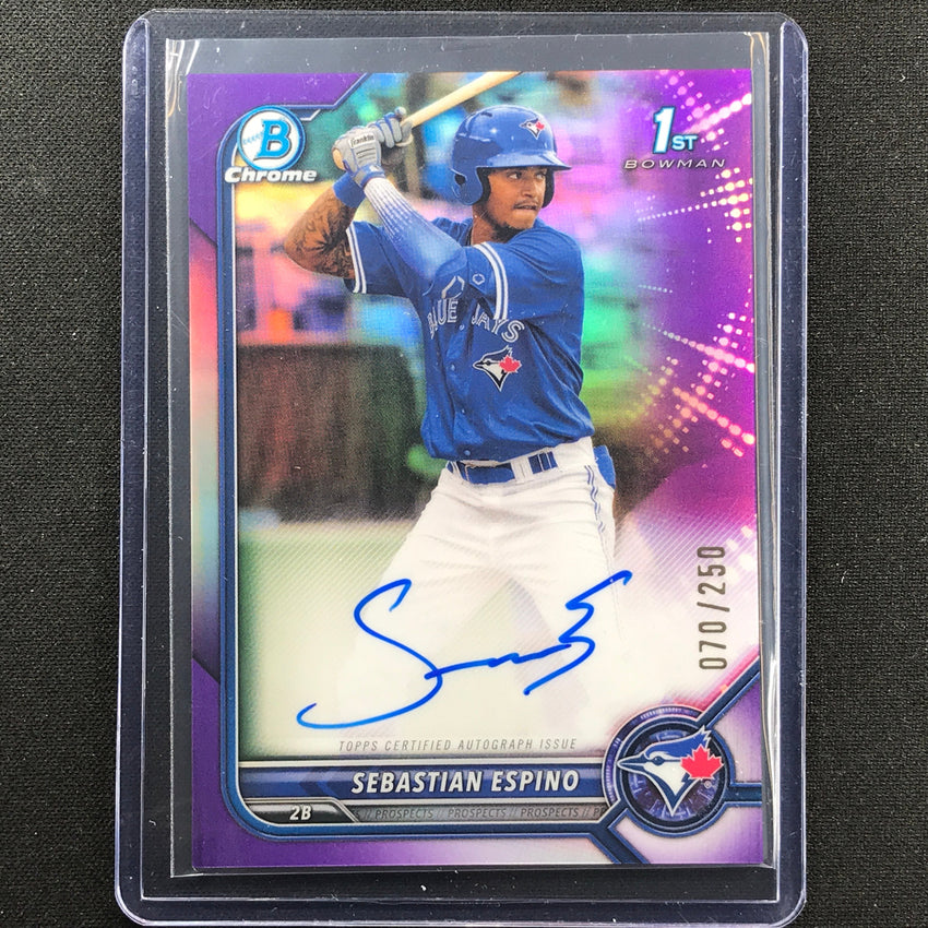 2022 Bowman Chrome Sebastian Espino 1st Bowman Prospect Auto Purple 70/250
