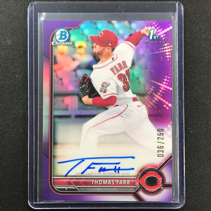 2022 Bowman Chrome Thomas Farr 1st Bowman Prospect Auto Purple 36/250