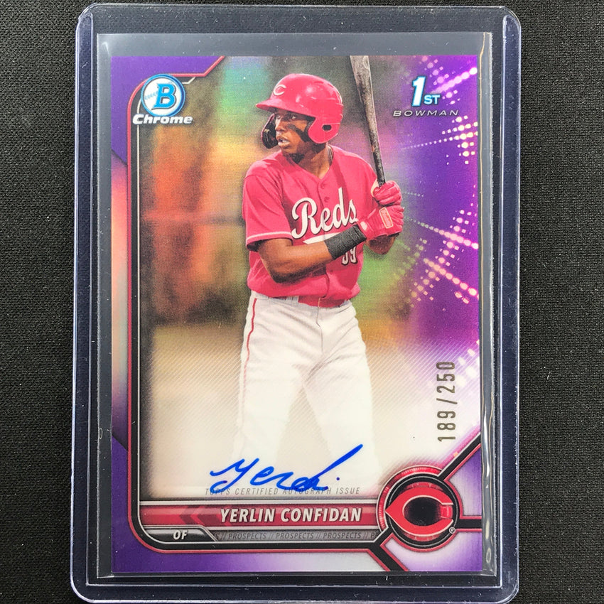 2022 Bowman Chrome Yerlin Confidan 1st Bowman Prospect Auto Purple 189/250