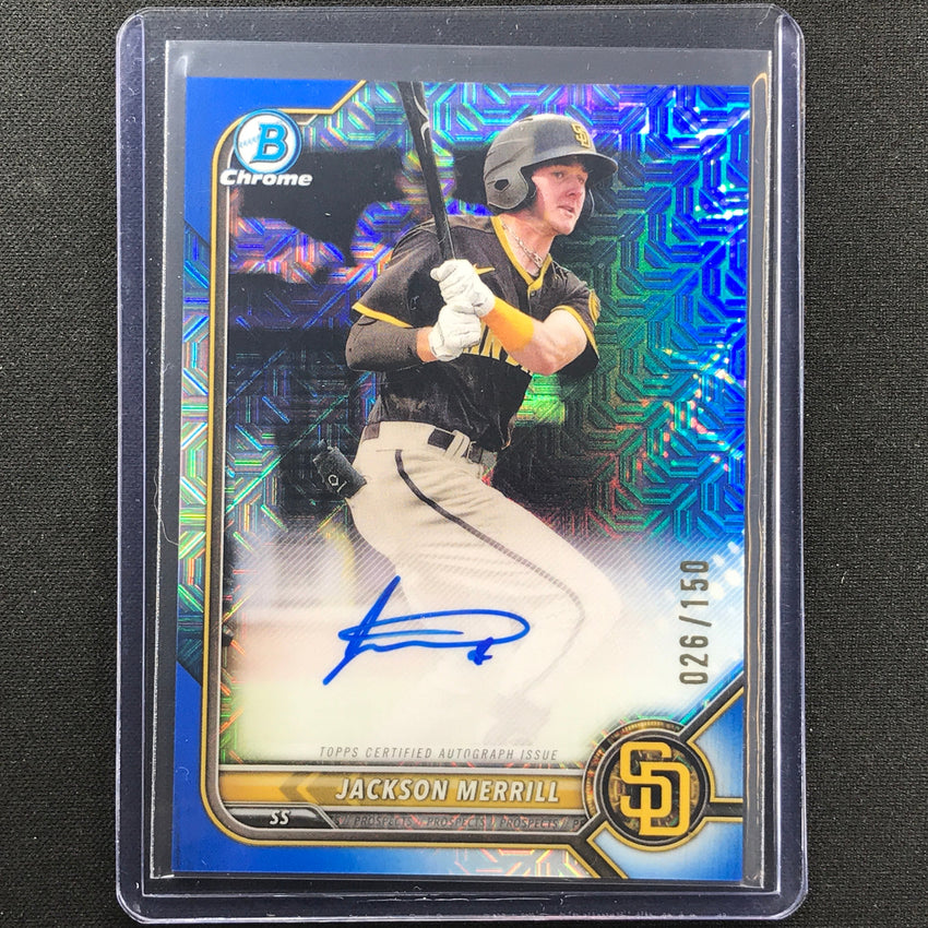 2022 Bowman Chrome Jackson Merrill 1st Prospect Auto Blue Hta Choice 26/150