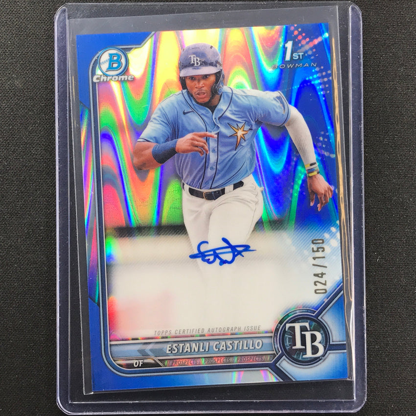 2022 Bowman Chrome Estanli Castillo 1st Bowman Prospect Auto Blue Raywave 24/150