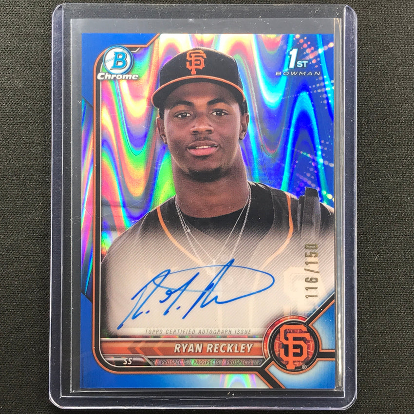 2022 Bowman Chrome Ryan Reckley 1st Bowman Prospect Auto Blue Raywave 116/150