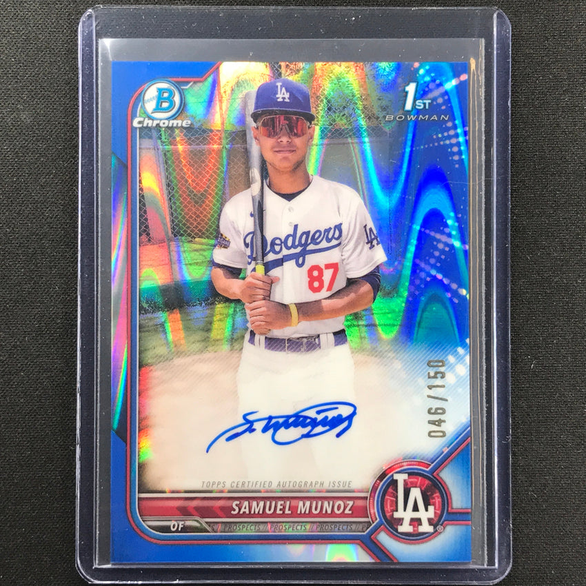 2022 Bowman Chrome Samuel Munoz 1st Bowman Prospect Auto Blue Raywave 46/150