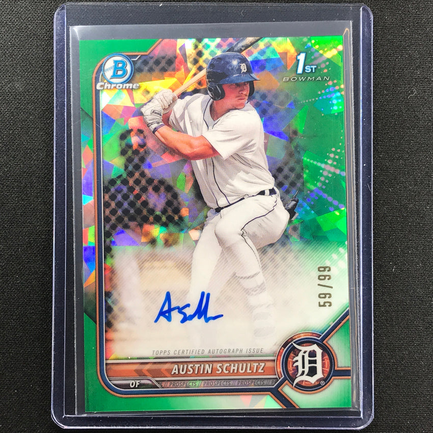 2022 Bowman Chrome Austin Schultz 1st Bowman Prospect Auto Green Atomic 59/99